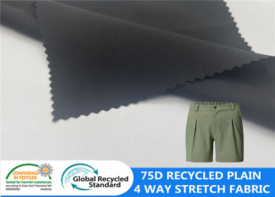 92٪ پلی استر بازیافت شده 8٪ Spandex Plain 75D 4 Way Stretch Fabric پارچه سریع خشک